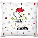 Sheepworld Plüschkissen mit Motiv Glücksbringer | Zierkissen, 25 cm x 25 cm, 100% Polyester | Geschenk, Silvster, Weihnachten, Dekoartikel | 70101