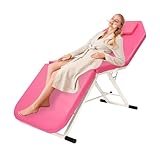 CUMELLIIR Mobile Massageliege Klappbar & Höhenverstellbar 3 Zonen, Massagebett Massagetisch Tattoo Liege Stabil Bis 551,15 Lbs, Therapieliege Behandlungsliege Kosmetikliege Für Spa, Rosa