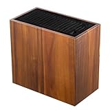 Messerblock aus Akazienholz Schlitzen für Scheren und Schärfstab Messer Block unbestückt ohne Messer aus Holz Messerhalter für Küchenmesser Kochmesser Kochbesteck