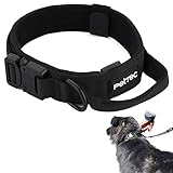 PetTec Hundehalsband aus Neopren & Nylon, Halsband mit Griff für kleine & große Hunde weich gepolstert (S-XL), äußerst robust & wasserabweisend, verstellbar, Set Halsband & Schleppleine