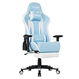 IntimaTe WM Heart Gaming Stuhl,Ergonomischer Gamer Stuhl, Zocker Stuhl mit Fußstütze,Computerstuhl mit Lendenstütze, Bürostuhl mit verstellbare Kopfstütze,Racing Stuhl mit Hoher Rückenlehne (hellblau)