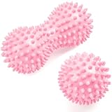 URAQT Massagebälle Faszienball, 2er Set Kleine Igelball Hart, Massagebälle zur Behandlung Von Muskelverspannungen, Massagebälle mit Noppen,für Rücken Beine Füße Hände (Rosa + Rosa)