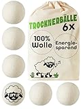 Praknu Trocknerbälle Wolle für Wäschetrockner 6er Set - Weiche, Flauschige Wäsche - 100% Öko Schafwolle - Energie sparen - Ideal für Daunen
