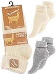 Alpaka Socken, Wollsocken, Wintersocken für Damen & Herren, 2 Paar - Warme Haussocken, Kuschelsocken, ecru/hellgrau (Umschlag), Gr. 39-42