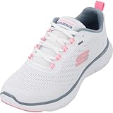 Skechers Damen Flex Appeal 5.0 New Path Low-Top-Sneaker, White Mesh Pink Light Blue Trim, 38 EU