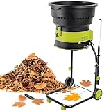 Caibendss Gartenabfallhäcksler, Elektrischer Laubhäcksler, Gartenhäcksler mit Auffangbeutel und Rädern, 8000 U/min Häcksler für Gartenabfälle, Blätter, Äste 40mpowercord