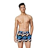 Herren-Shorts, verstellbare Taille, modisch, bedruckt, lässig, lockerer Gürtel, Kordelzug, Strandtasche, Shorts, Schwarz , S