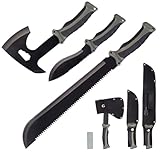 Semptec Urban Survival Technology Outdoor Survival Beil-Set inkl. Messer & Machete, 3 Gürtelscheiden