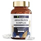 18 Aminosäuren Komplex Hochdosiert 1447mg - 9 EAA + 9 NEAA, Aminosäuren Kapseln mit BCAA (Leucin, Isoleucin, Valin), 8 Essentielle Aminosäuren für Männer und Frauen, Natürlich Vegan - 120 Kapseln