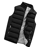 Herren Weste Ärmellose Fleeceweste - Steppweste Leicht, Winterweste Einfarbige Outdoor Zip-Vest Fur Walking Laufen Stehkragen Steppmantel Warme Sportwesten Fahrradjacke,Übergangswesten,Outdoorwesten