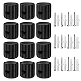 QuirkLz 12 Stück Affenschaukel Aufputz-Kabelhalter – Schraubbare Kabelhalter für Affenschaukel Lampe & Textilkabel, Zweiteilige Wand- und Deckenpins mit Schrauben und Dübeln (Schwarz)