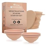 Bamboozy Menstruationsscheibe Starter Set - 2 Periodenscheiben (M+L), Sterilisator und Lagertasche - Wiederverwendbare Discs für alle Strömungen - Sicher bei Sport und Schwimmen