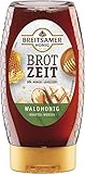 Breitsamer Honig Spender Brotzeit Waldhonig 350g - Dunkler flüssiger Honig im praktischen Spender, kräftig würzig im Geschmack (1 x 350g)