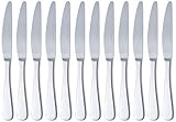 Amazon Basics Tafelmesser mit Abgerundeter-Rand, Edelstahl, 12er-Pack, Silberfarben