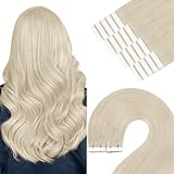 YoungSee Tape Extensions Echthaar Platinblond Echthaar Extensions Tape Blond Echthaar Tape in Extensions Kurz 30cm Tape Haarverlangerung Echthaar Tape Echthaar Extensions fur Damen 30g #60A