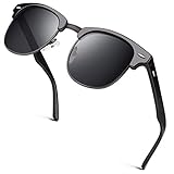 GQUEEN Horn Gestell Halbrahmen Retro Polarisiert Sonnenbrille Herren Damen