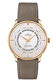 JUNGHANS Meister Worldtimer Automatikuhr, 40 mm, Saphir-Kristallglas, Taubengraues Armband