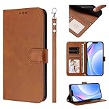 WOWUDI Handyhülle für Huawei P20 lite/nova 3E Hülle,Flip Leder Geldbörse Hülle Mit Handykette,[3 Kartenfach][Magnetisch],Klapphülle Handytasche -Braun