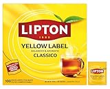 Lipton | Yellow Label | Schwarzer Tee | mit handgepflückten Schwarzteeblättern | pflanzenbasierte, einzeln verpackte Teebeutel | Rainforest-Alliance zertifiziert | 1er Pack | 100 Teebeutel