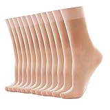 HA WA 12 Paar 20 DEN Damen Söckchen Seidenfein Socken，Pure Matt Transparent Nylon Feinsöckchen （Hautfarbe）