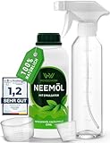 WENDOWERK® Neemöl [250ml] - Inkl. Sprühflasche und Messbecher - Neemöl mit Emulgator zur direkten Anwendung - Niemöl zur natürlichen Pflanzenpflege für Indoor und Outdoor