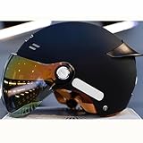 Halbschalenhelm Mit ECE-Zertifizierung Jethelm Retro Mit Sonnenblende Roller Helm Offenem Helm Street Moped Halbhelme Mit Herausnehmbarem Waschbarem Futter A,L57~59CM