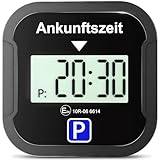 Warmfay® Elektronische Parkscheibe mit Zulassung vom KBA, Automatische Digitale Parkscheibe Elektrisch mit Batterie, Elektrische Parkuhr Auto mit 2 Displays & Nachtmodus & 3 Zeitmodi (1, Schwarz)