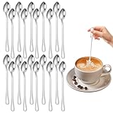 20 Stück Latte Macchiato Löffel Set, Lange Löffel Tee 20 cm, Eislöffel Lang Spiegelpoliert, Longdrinklöffel aus Edelstahl, Teelöffel Langer Stiel für Eiskaffee Eistee Milchshake Eisbecher Cocktails