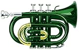 Classic Cantabile Brass TT-400 Bb-Taschentrompete (Messing, Schallbecher Durchmesser: 93 mm, Bohrung: 11,8 mm, Stimmung: Bb, inkl. Leichtkoffer, Mundstück, Putztuch, Handschuhe) grün