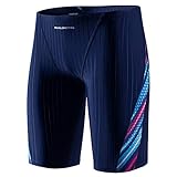 MY KILOMETRE Herren Jammers Lang Badehose Schwimmen Badeanzug Jammer (DE/NL/SE/PL, Alphanumerisch, L, Regular, Regular, Blau Neon)
