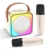 Caiord Mini-Karaoke-Maschine für Kinder, tragbare Bluetooth-Karaoke-Maschine mit 2 kabellosen Mikrofonen, Kinder-Karaoke-Maschine für Geburtstag, Zuhause, Party, Geschenk für Mädchen und Jungen