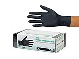 Nitrilhandschuhe 100 Stück Box (XL, Schwarz) Einweghandschuhe, Einmalhandschuhe, Untersuchungshandschuhe, Nitril Handschuhe, puderfrei, ohne Latex, unsteril, latexfrei, disposible gloves, black