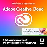 Adobe Creative Cloud All Apps|Grafik Design Software|Generative KI Features|Vektor-Illustration, Layout & Bildbearbeitung|1 Jahresabonnement mit automatischer Verlängerung|PC/Mac