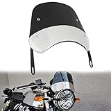 DREAMIZER Universal Motorrad Windschutzscheibe, Retro Motorrad Windshield Windabweiser kompatibel mit 5'-7' Rundscheinwerfern, Moto Windschutzscheiben für Bobber Cafe Racer Chopper Cruiser (Schwarz)