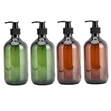 Pumpenflaschenspender 4PCS 500 ml Plastik Shampoo Pumpspender nachfüllbarer leerer Körperwaschbehälter für Händedesinfektion Seife Kosmetiklotion Duschseife
