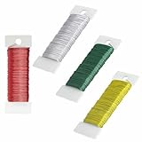 4 Rollen Basteldraht Dünn Set 0,35mm x 200m Schmuckdraht Blumendraht Draht zum Basteln für Florale Kreationen Bastelarbeiten Heimwerken Dekoration