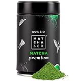 Matcha & CO | 100 % biologischer Premium-Matcha-Tee 80 g [Zeremonielle Premiumqualität]. Bio-Grünteepulver aus Japan. Zeremonieller Bio-Matcha-Tee. 100 % natürlicher Premium-Matcha-Grüntee