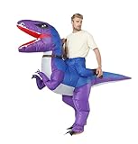 FXICH Aufblasbare Dinosaurier-Kostüme für Erwachsene, aufblasbares T-Rex-Kostüm, aufblasbarer Dinosaurier-Anzug, lustiges Dino-Reiterkleid, lila
