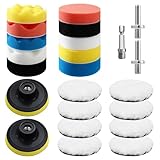 80mm Polierschwämme Pads,23 Stück Polierset Auto,Polieraufsatz Akkuschrauber Auto,für Poliermaschine zum Polieren, Schleifen, Wachsen