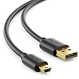 deleyCON 3,0m Mini USB 2.0 High Speed Kabel - Ladekabel Datenkabel für Handys Smartphones Tablets Navis Mikrofon - USB A-Stecker zu Mini B-Stecker - Schwarz