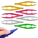 MMOBIEL 12 leichte Kunststoff-Pinzetten, gezackte Spitze für Erste Hilfe, Feinarbeiten, Gartenarbeit – 365PT12