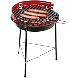 com-four® BBQ Grill - Dreibein mit höhenverstellbarem Grillrost und Windschutz - runder Standgrill aus Metall für Balkon, Terrasse, Garten - Holzkohle-Grill - Tischgrill [Auswahl variiert] (1 Stück)