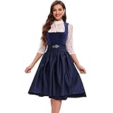 Goxozzy Dirndl Damen,Dirndl,Dirndl für Damen,Dirndl Damen Midi,60cm Blau (DE/NL/SE/PL, Numerisch, 34, Regular, Regular, Blau)