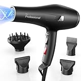 Dekuri Föhn Ionen, Profi Fön Haartrockner Hair Dryer Haarföhn mit 1 Diffusor 2 Stylingdüse, 3 Heiz und 2 Geschwindigkeitsstufen Nachtsicht-Fernglas mit HD LCD und Digitalzoom (Schwarz)
