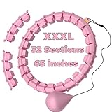 Smart Hoop Reifen Erwachsene Mit Gewicht Kugel,Ultra Leiser Hoola Hoop zum abnehmen Mit 32 Abnehmbaren Segmenten,Hullahub Reifen Zum Abnehmen Max Taillenumfang 165cm(Rosa)