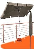 4smile Sonnenschirm Balkon SunnyShade Plus, mit Sonnenschirmhülle - Sonnnenschutz Balkon SET, Taupe - UV50+ Sonnenschirm rechteckig 200 x 125 cm