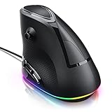 Titanwolf - vertikale Gaming Maus - programmierbare Tasten inkl. Software - 7200 dpi - vertical USB PC mouse – ergonomisches Design - kabelgebunden - gegen Mausarm Tennisarm - optischer Sensor