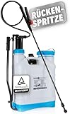 Nanoprotect Rückenspritze | 16 Liter | Leistungsstarke Gartenspritze mit 3 verstellbaren Düsen | Säurebeständig | TÜV-geprüft | Gartensprüher mit Schultergurten und extralangem Schlauch | Sprühgerät