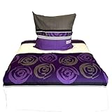 Hochwertige Biber Bettwäsche Baumwolle Grafisch Lila Grau 2tlg. 4tlg. 155x220 80x80cm Set 2tlg