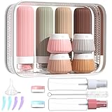 NuvaConx Reiseflaschen Zum Befüllen, 18 StüCk Silikon Reiseflaschen Set, Reiseset Flüssigkeiten Set mit TSA Genehmigt, Travel Essentials Nachfüllbare Reisegröße Flaschen, Reise Gadgets